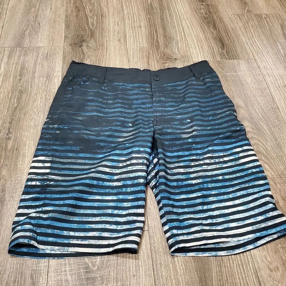 Boys Art Class Shorts Size 18 Black and Blue Striped Board Shorts